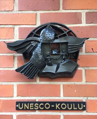 Unesco School logo in Oulu University Teacher Training School, Finland 